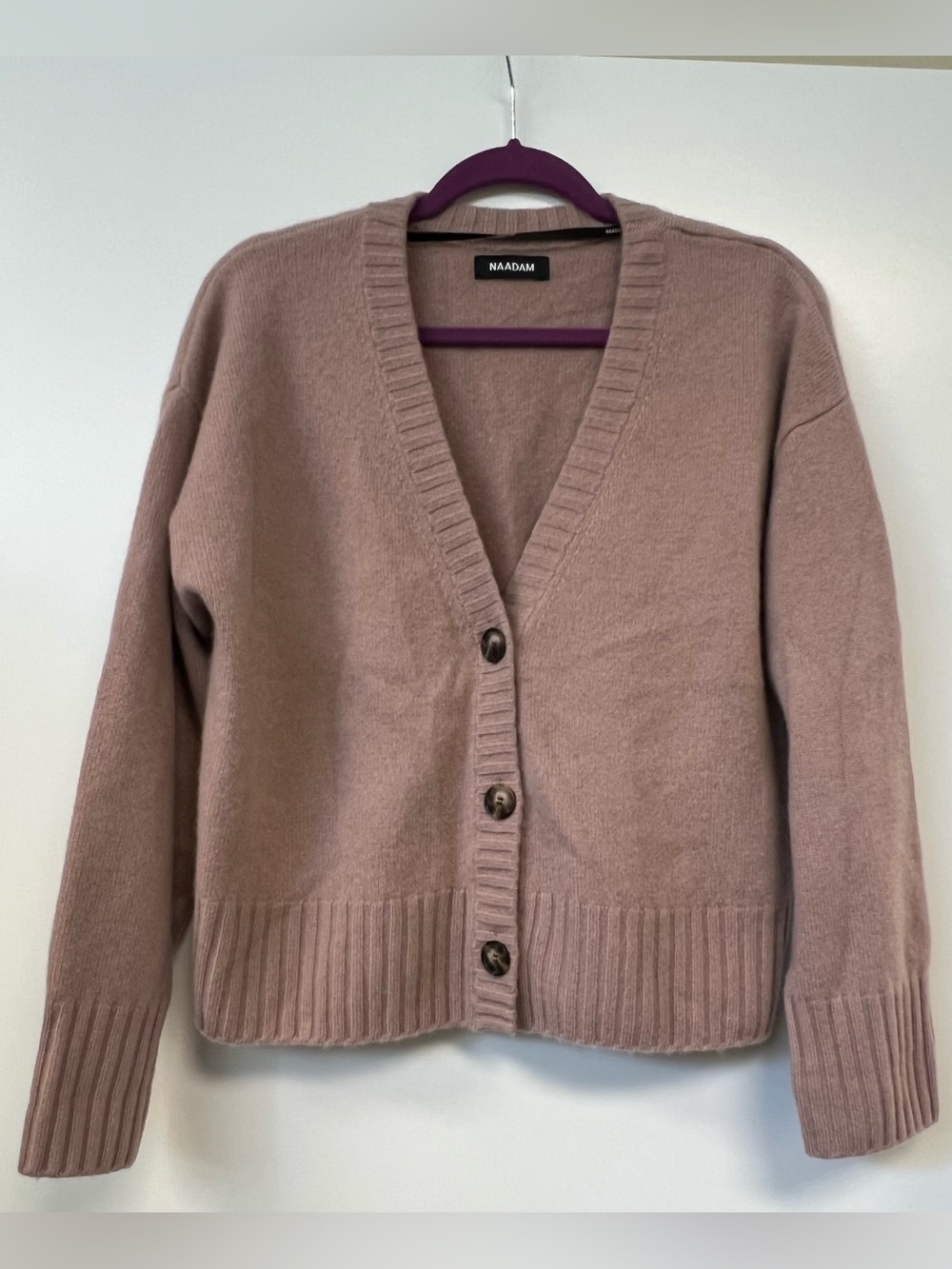 NAADAM Dusty Rose Luxe Cashmere Oversized Cardigan 23” PTP